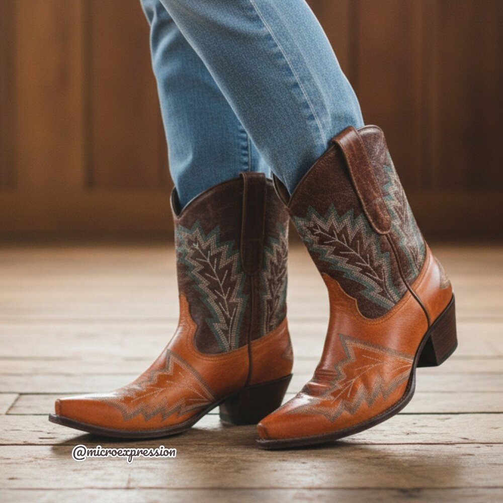 $525 RARE Frye Cognac Brown Real Leather Floral Embroidered Pull On Cowboy Boot - Picture 14 of 14